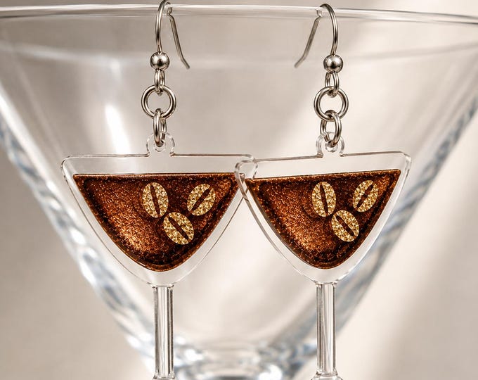 Espresso Martini Earrings, Cocktail Party Jewelry, Coffee Lover Gift, Bartender Gift, Birthday Gift for Her – Espress Yo Self!