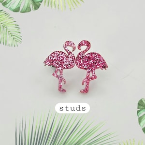 Pink Flamingo Studs, Tropical Stud Earrings, Flamingo Gifts, Cute Summer Earrings, Bird Earrings, Flamingo Jewelry