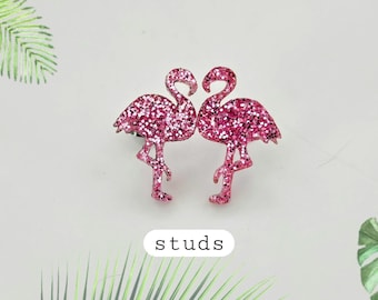 Pink Flamingo Studs, Tropical Stud Earrings, Flamingo Gifts, Cute Summer Earrings, Bird Earrings, Flamingo Jewelry