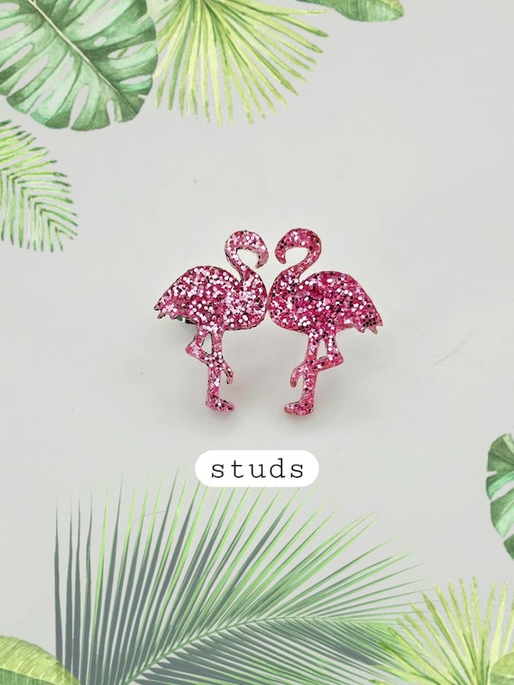 Pink Flamingo Studs, Tropical Stud Earrings, Flamingo Gifts, Cute Summer Earrings, Bird Earrings, Flamingo Jewelry