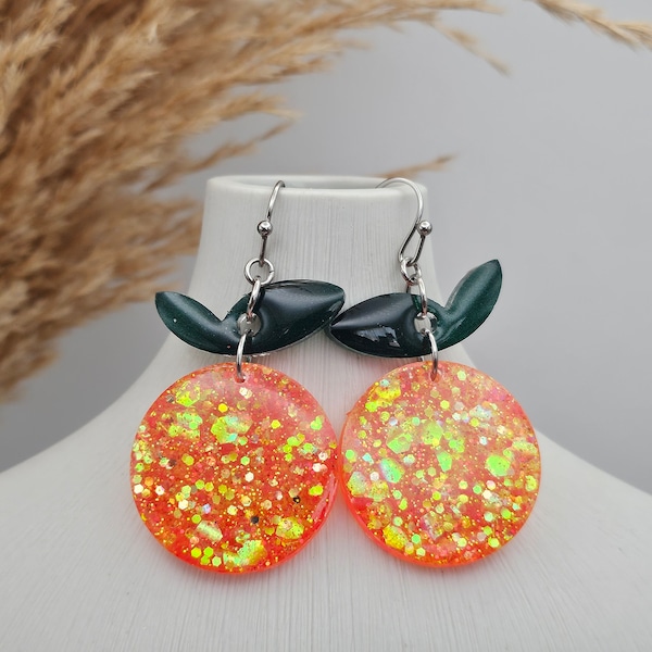 Florida Orange Fruit Earrings, Orange Citrus Earrings, Summer Earrings, Food Earrings, Fun Earrings, Cute Earrings