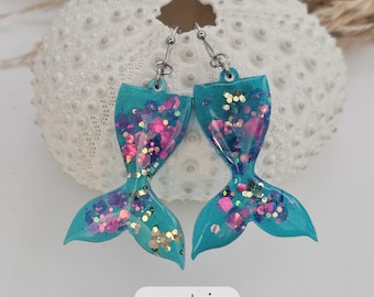 Glitter Mermaid Tail Earrings Gift for Teen Girls Birthday Gifts for Mermaid Lovers Jewelry for Under the Sea Mermaid Earrings for Women