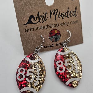 Personalized Football Earrings, Custom Team Colors, Sparkly Game Day Glitter Earrings, Sports Fan Gift, Football Jewelry, Super Bowl Earring afbeelding 5