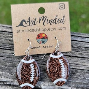 Personalized Football Earrings, Custom Team Colors, Sparkly Game Day Glitter Earrings, Sports Fan Gift, Football Jewelry, Super Bowl Earring afbeelding 9
