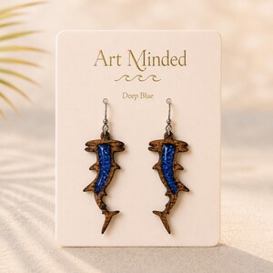 Hammerhead Shark Earrings, Shark Lover Gift, Ocean Earrings, Shark Week Gift, Scuba Diver Gift, Marine Biologist Gift, Beach Jewelry Deep Blue