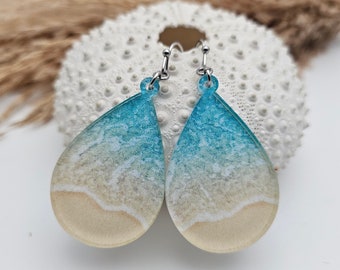 Beach Teardrop Dangle Earrings - Lightweight Tropical Vacation Jewelry, Beach Earrings, Ocean Wave Earrings, Birthday Gift, Summer Earrings