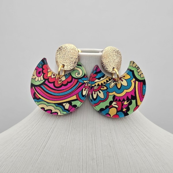 Vibrant Floral Mexican Fiesta Earrings - Cinco de Mayo Summer Jewelry - Floral Boho Chic Earrings