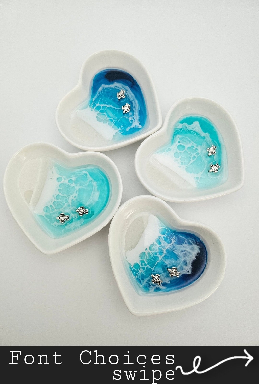 Personalized Sea Turtle Ring Dish, White Sandy Beach Ceramic Heart Dish, Wedding Anniversary, Engagement Gift, Housewarming, Birthday Gifts