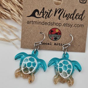 Sea Turtle Earrings, Sea Turtle Gifts, Beach Gifts for Her, Summer Earrings, Turtle Jewelry, Tortoise Gift, Beachy Turtle Earring image 4