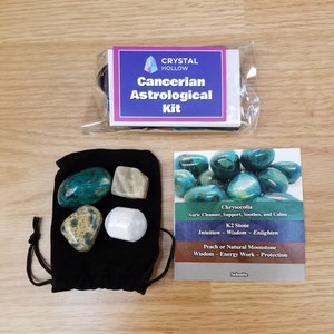 Cancerian Astrological Kit, Water Element Stones, Chrysocolla, K2 Stone, Moonstone, Selenite