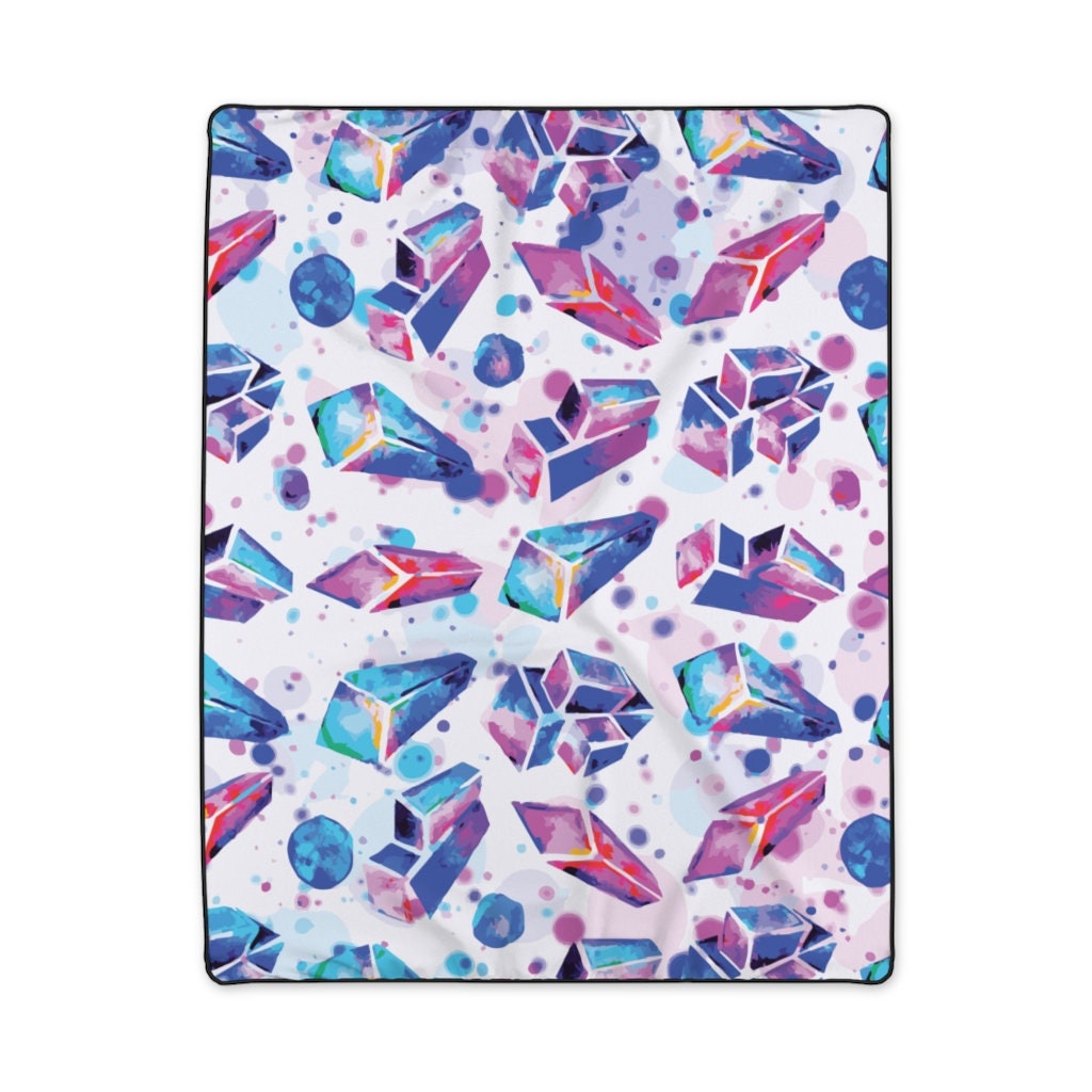 Purple Blue Fancy Crystal Fleece Blanket Beach Blanket Cozy Etsy