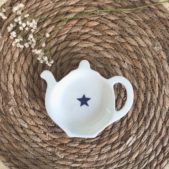 Hand Decorated Blue Star Teabag Tidy