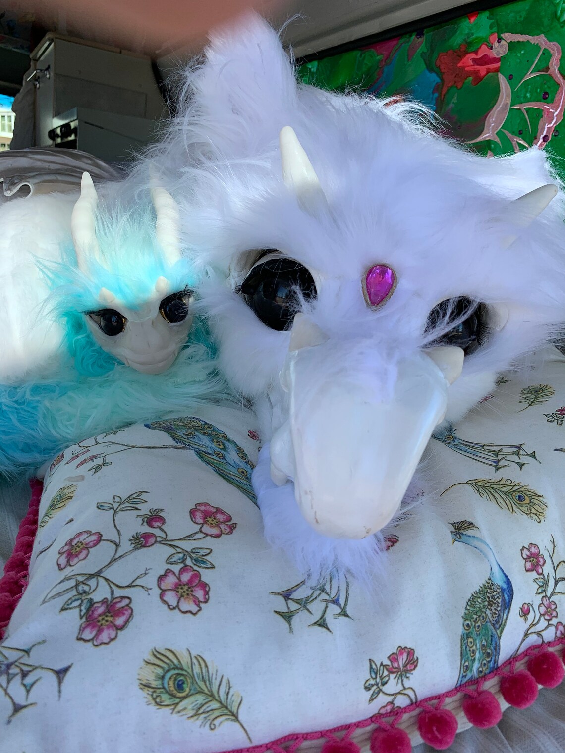 6ft Wearable White Fur Blinking Eye Dragon Puppet Etsy