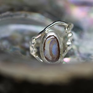 Magnificent unique piece size 53 in 925 silver and opal