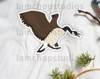 Angry Canada Goose Flying Sticker |  die-cut stickers - cute - goose stickers - angry goose stickers - birds - goose - kawaii - flying bird