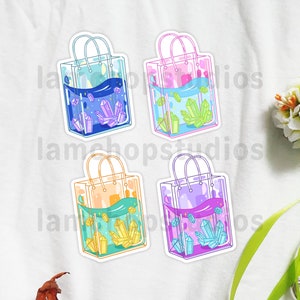Adesivo Cristalli in una borsa / adesivi fustellati - carino - quarzo - estetico - kawaii - cristalli - pietra preziosa - pietra portafortuna - diamante - strass