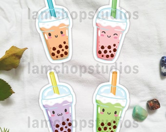 Cute Bubble Tea Sticker Pack |  diecut stickers - cute stickers - bubble tea stickers - boba stickers  - asian snack - boba tapioca - kawaii
