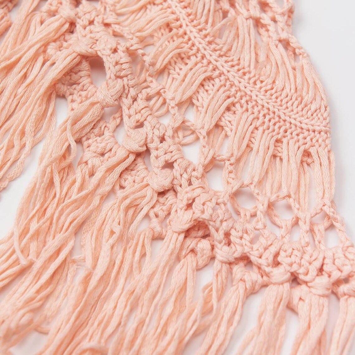 Summer White Crochet Bikini Cover up With Fringe Trim Etsy