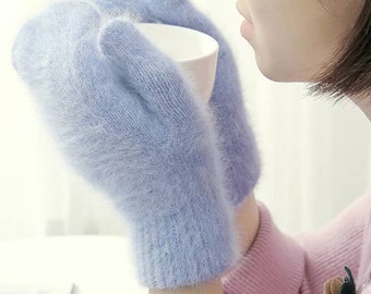 Niedliche Kaninchen Wolle Handschuhe für Frauen | Winter-Fäustlinge Handschuhe | Pelzhandschuhe | Fingerlose Handschuhe | Herbst-Winter-Armstulpen Damen | Mädchen Handschuhe