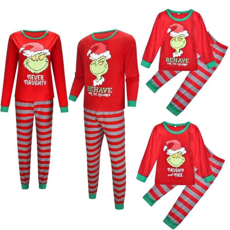 Family Christmas Pajamas Set Cartoon Print Family Matching | Etsy