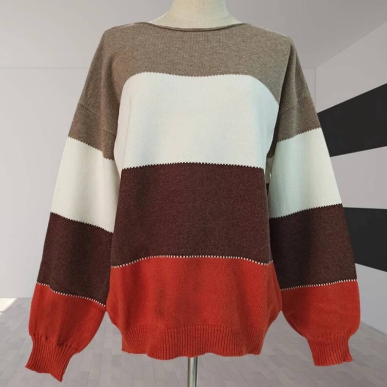 Autumn Fall Winter Loose Striped Sweaters for Women - Etsy