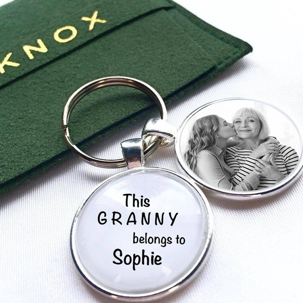 Personalised Gifts For Granny Christmas / Birthday Photo Key chain (Photo Insert) This Granny Belongs to (Name Insert)