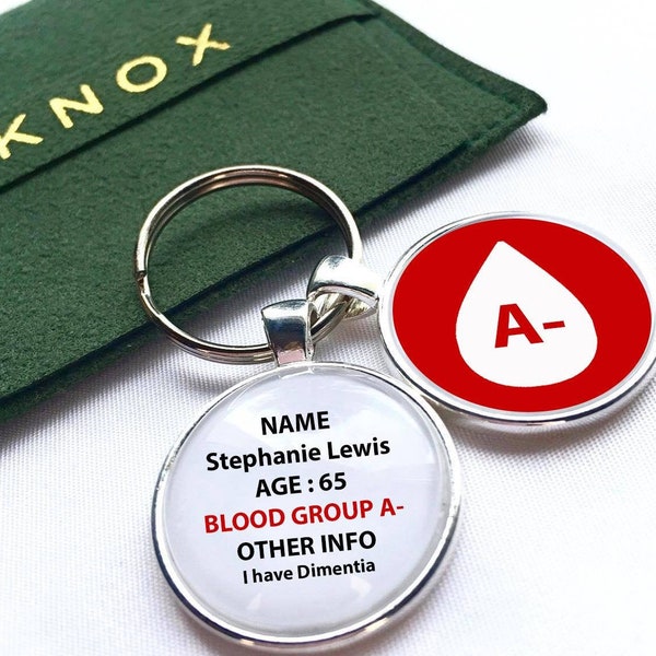 Medical ID Alert Identity Charm Unisex Free Personalisation Any Contact Information Key ring Gift