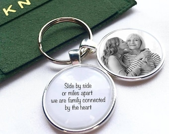 Personalised Family (Custom Photo) Keyring Birthday Christmas Gift 'Side by side or miles apart'