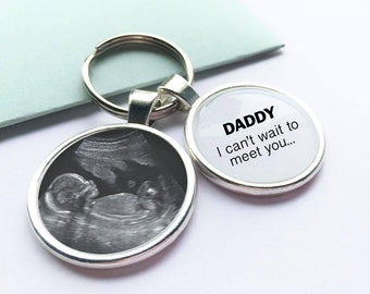 Daddy baby scan personalised custom photo keyring, fathers day gift, mothers day gift