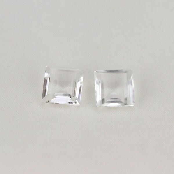 10mm Faceted Rock Crystal cut  stone | Square Cut Stone | Stones For Earrings | Good Quality Stones | Natural Rock Crystal