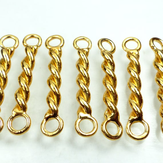 Twisted Bar Connector Gold Plated Necklace Connector Gold Bar