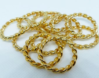 Twisted Wire Cast Jump Rings | Gold Jump Rings | Twisted Gold Jump Rings | 10 Cast Jump Rings