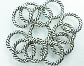 Twisted Wire Cast Jump Rings | Antique silver Jump Rings | Twisted Silver Jump Rings | 10 Cast Jump Rings