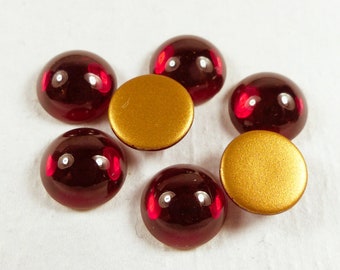 Swarovski Round Cabochons | 10mm Cabochons | Smooth Swarovski Cabochons | Glass Cabochons | Vintage Cabochons | Siam Red Cabochons