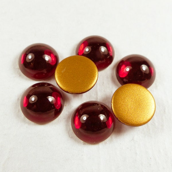 Swarovski Round Cabochons | 10mm Cabochons | Smooth Swarovski Cabochons | Glass Cabochons | Vintage Cabochons | Siam Red Cabochons