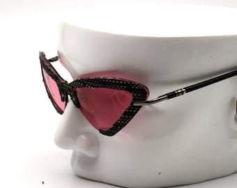 Cat Eye Vintage Sunglasses, Italy 1990s, Colorful Trendy Style, Designer Eyewear, Retro Original Unique, Pink Lenses, New Old Stock, Shades