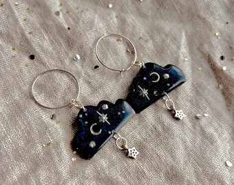 Celestial Earrings / Statement Earrings / Galaxy Earrings / Cloud Earrings / Witchy Earrings / Whimsigoth / Moon Earrings / Moon and Star