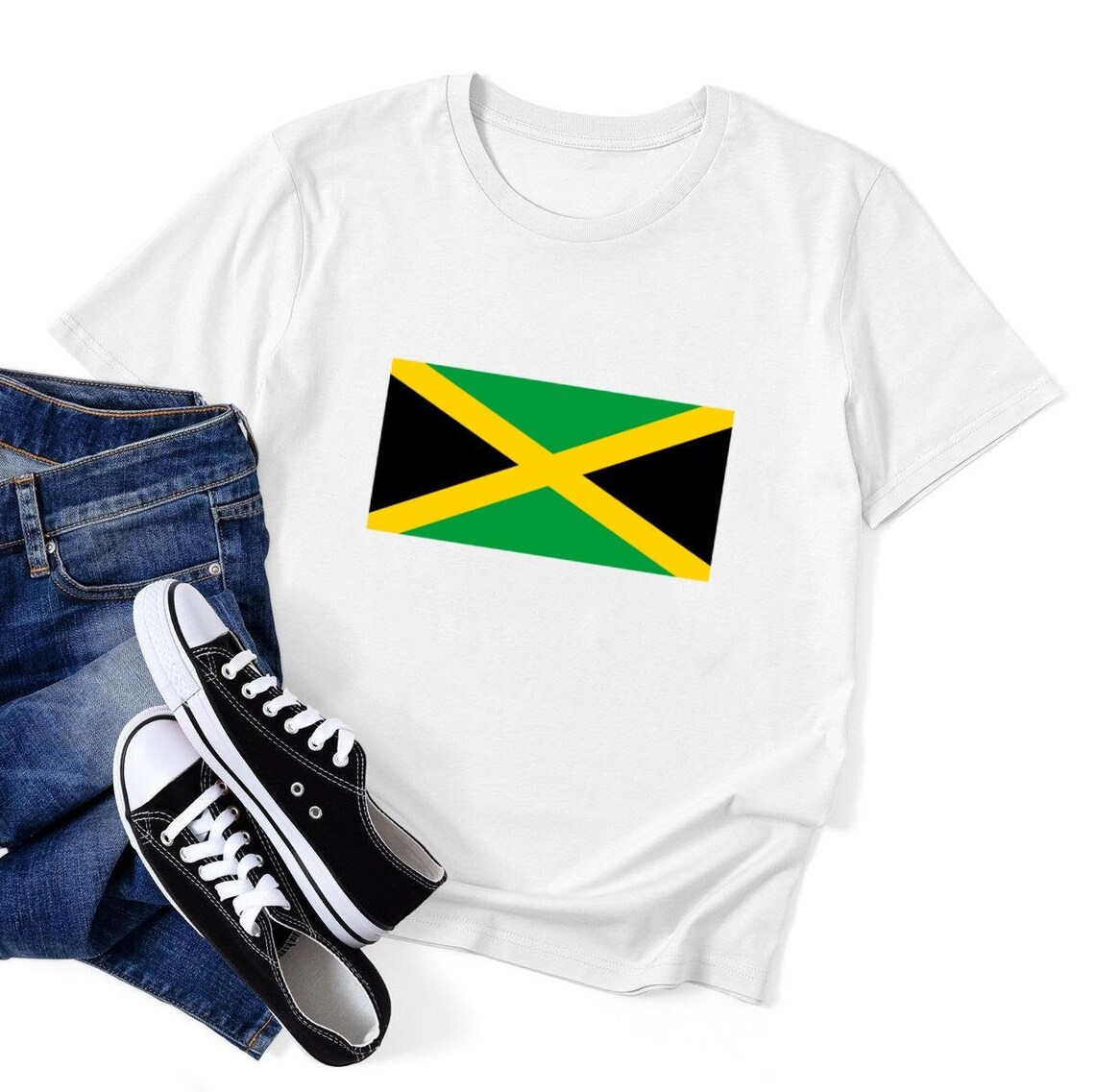 Jamaican Flag Ladies Tshirt Big Faded Jamaican Flag Etsy