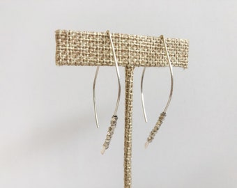 Threader Sterling Silver Earring with Silver or Brass Faceted Beads