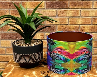 AfricanSafari Handmade Colourful Lampshade -Unique gift-  Interior decoration - 30cm x 21cm- African Drum lampshade - Colourful lampshade