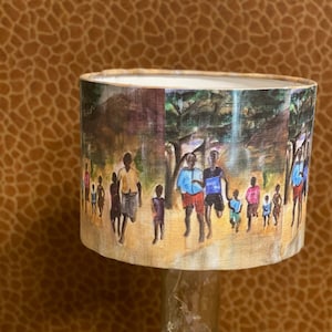 Running Kids -Drum Lampshade -African Lampshades - Handmade Lampshade - Artist Lampshades- Colourful Lampshade- Unique, African Light shade