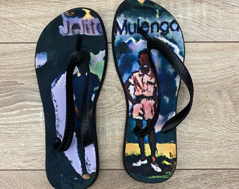 Mulenga Jelita - Tong à motif africain - Tongs pour hommes - Tongs pour dames - Chaussures de vacances - Tongs unisexes - Zambie-