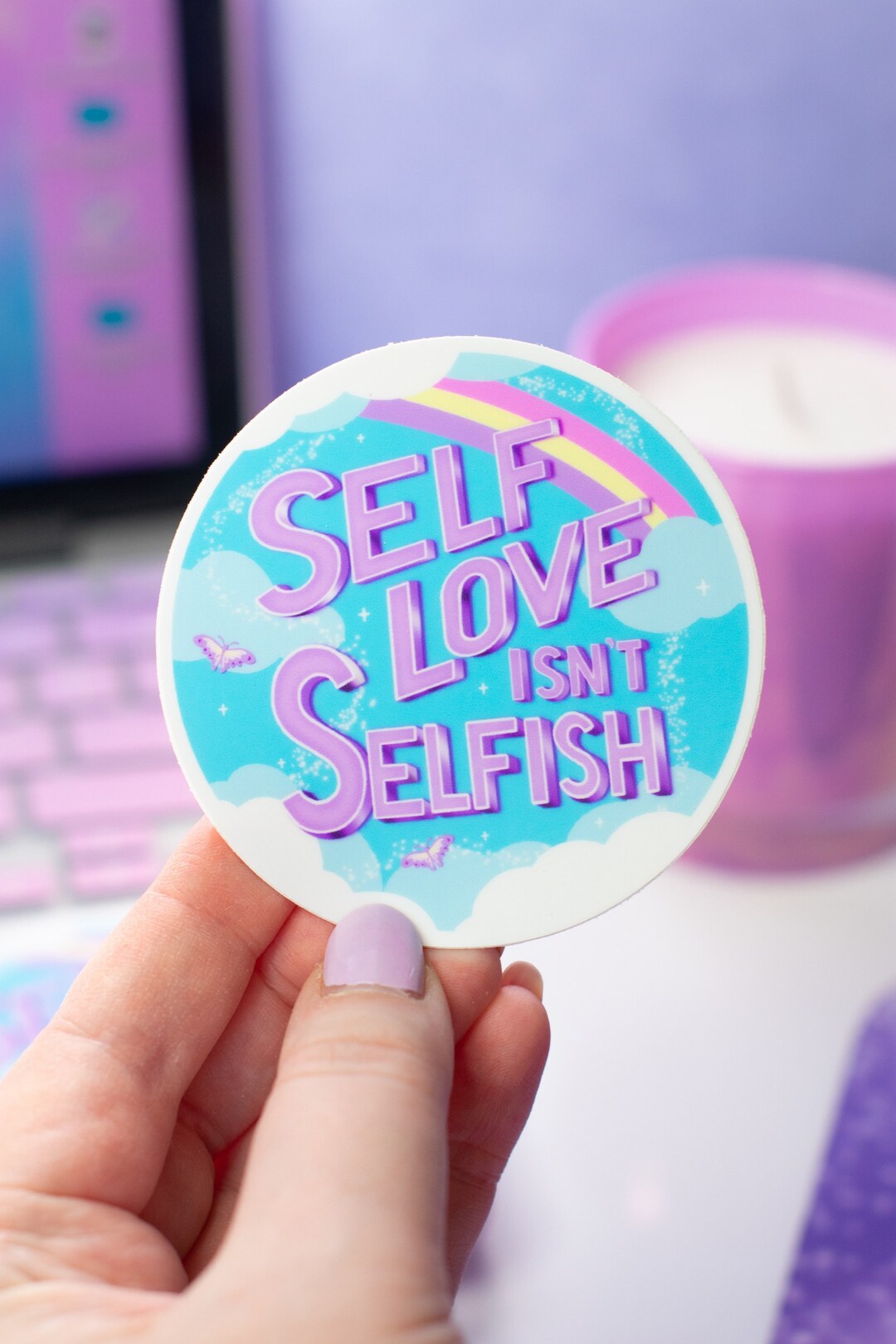Self Love Vinyl Sticker, Laptop Sticker, Kawaii Sticker, Motivational ...