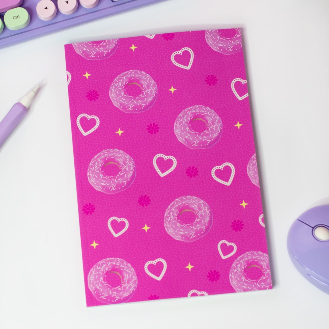 Donut Bullet Journal, Pink Donut Stationary, Kawaii Notebook, Kawaii