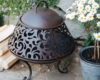 Country house fire basket, fire bowl ORNAMENT with spark protection