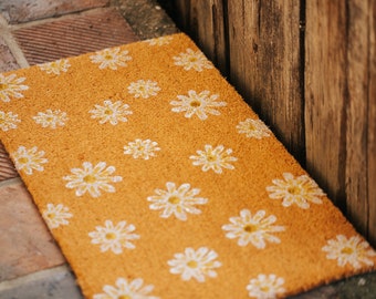 Magical country house doormat; Coconut mat, Flori doormat with flowers