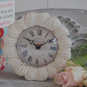 Magical White Table Clock in Alarm Clock Design LUCA in Antique Shabby Chic