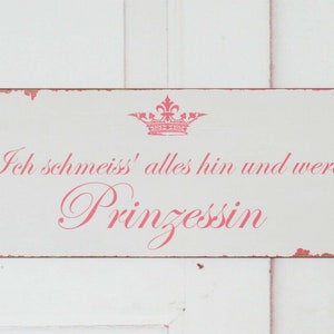 Magical wall sign, mural PRINCESS Shabby Chic white/pink french 40 cm