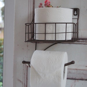 Country house toilet paper holder Carl rustic in shabby rust-colored