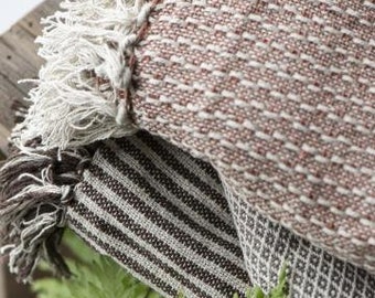 Plaid, Tagesdecke ELEONORE creme/chocolate mit breiten Streifen, Landhaus Stil